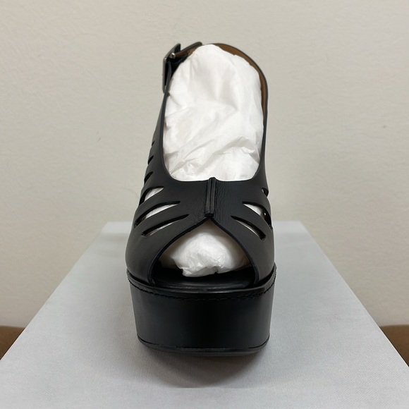 NWT Robert Clergerie Diane Noir Black Cut-out Wedge Platform Sandal MSRP $575 - Picture 4 of 9